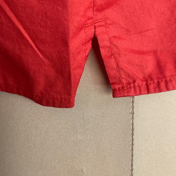 Everlane Boxy Long Sleeve Button Down Shirt Womens M Red The Woven PJ Pajama Top - Picture 6 of 8